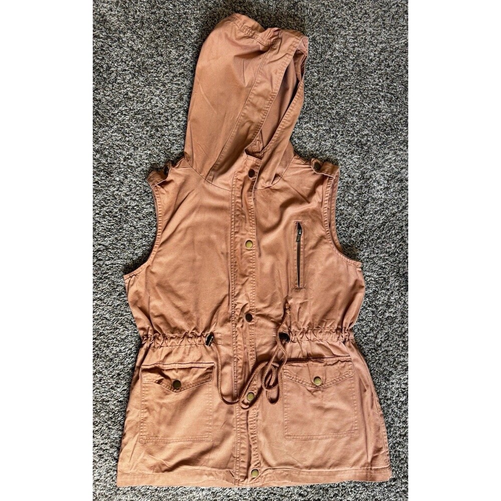 Zenana Outfitters Women’s Hooded Utility Vest Dusty Rose Size M